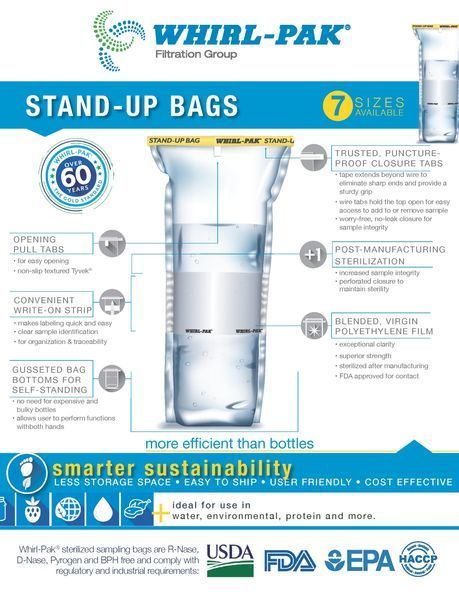 Стерильні пакети для відбору проб Whirl-Pak&reg; Stand-Up Bags (532 мл) 100011103 - фото